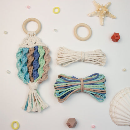 Macrame Kit Nautical Fish Charm Weaving Kit | 6-Color Gradient/Contrast | Bedroom/Living Room Decor | Beginner-Friendly