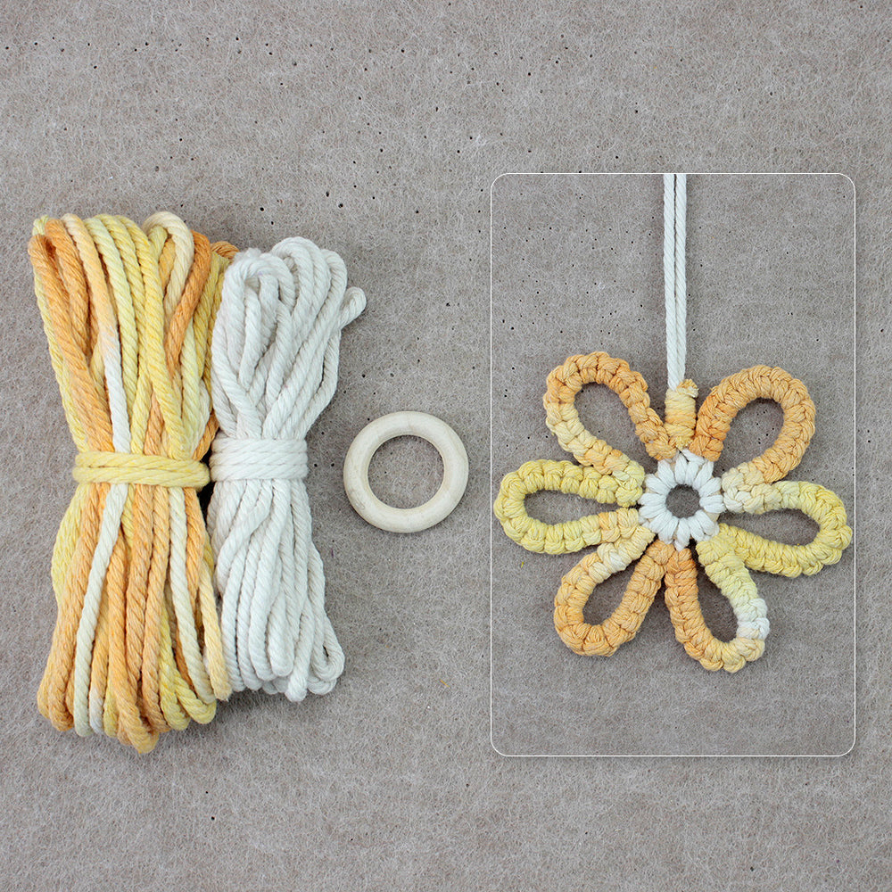 Six-Petal Flower Macrame DIY Kit - Polyester-Cotton Weaving Supplies with English Tutorial | Handmade Craft Set