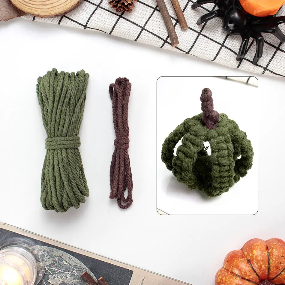 Macrame Kit for Beginners, Boho Halloween Pumpkin DIY Kit, Handmade Decor Gift