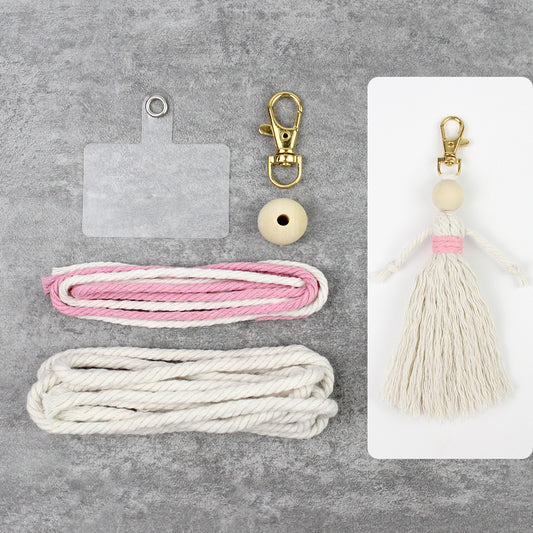 Girl Weaving Keychain Craft Kit Macrame Kit | Fringe Skirt | DIY Valentine's Gift, Beginner-DIY