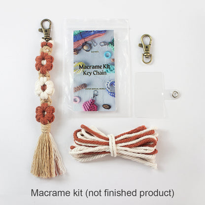 Macrame Kit Bohemian Style Interval Color Small Daisy Tassel Keychain Weaving Kit (Tassel Weaving Set): Polyester Rope, Tutorial, Antique Copper Lobster Clasp, Phone Clip. For Pendants/Bag Charms  Beginner Handmade DIY