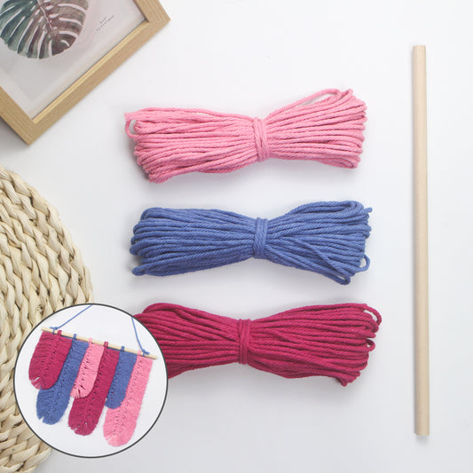 Macrame Kit Feather Fringe Tapestry Weaving Kit | 6 Layered Long&Short Feathers | Contrast/Solid Color Option | Bedroom/Living Room Decor | Beginner-Friendly