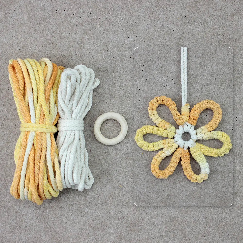 Macrame Kit for Beginners | DIY Six-Petal Flower Woven Ornament Kit