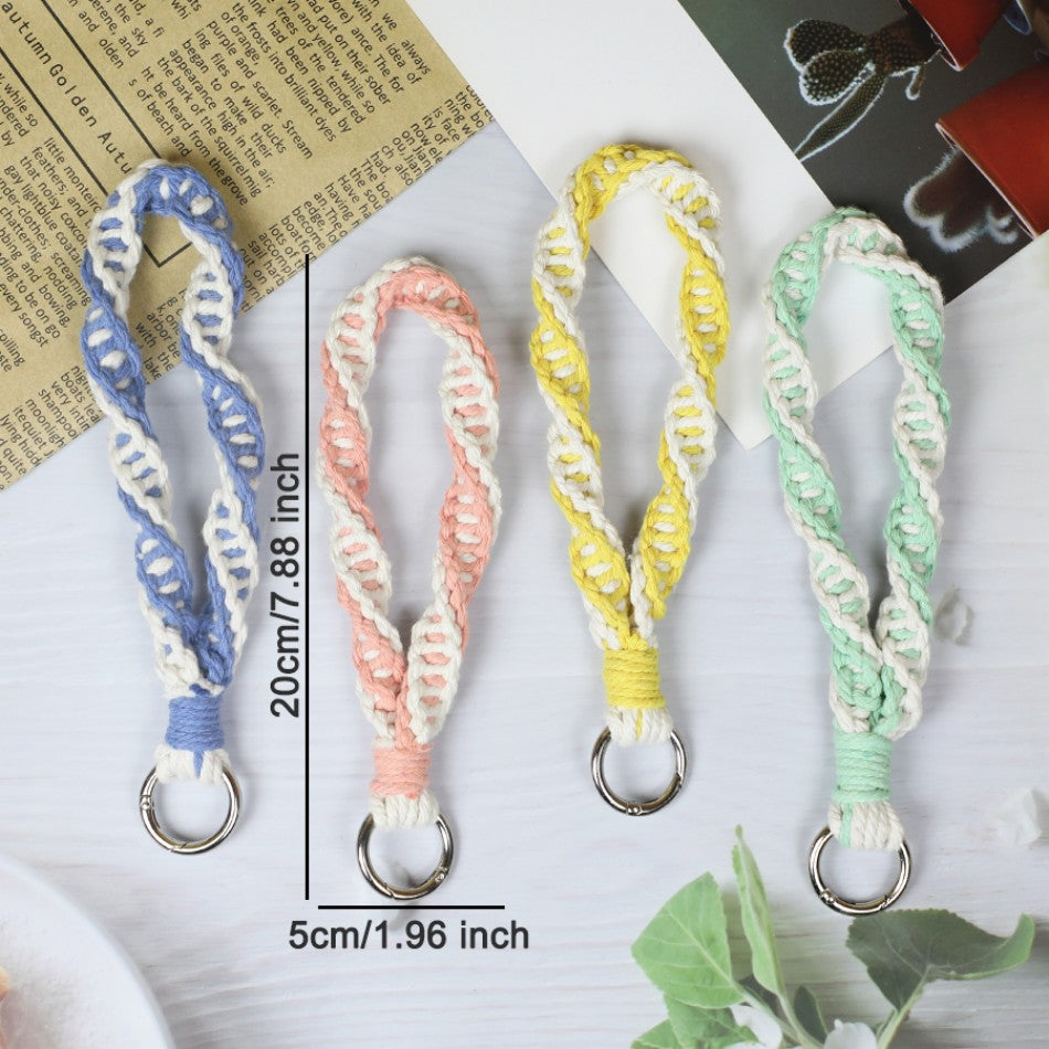 Macrame Keychain DIY Kit - Half Knot Keychain Weaving Supplies with English Tutorial | Handmade Craft Set