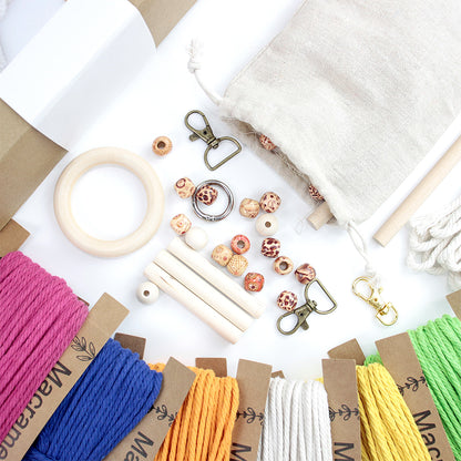 Mixed Weaving Kit Macrame Kit | Keychain/Decor Items | Premium Gift Box | Beginner-Friendly| 11 English Tutorials | Handmade Gift