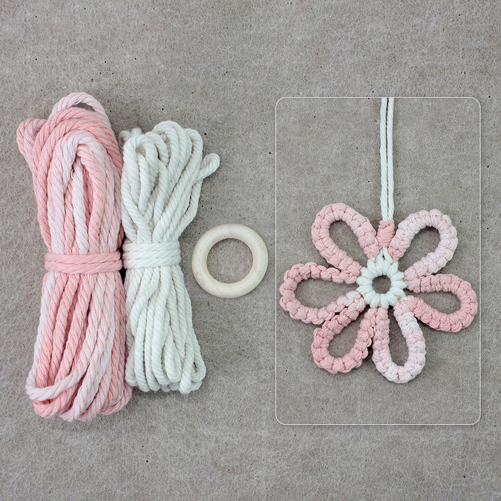 Six-Petal Flower Macrame DIY Kit - Polyester-Cotton Weaving Supplies with English Tutorial | Handmade Craft Set
