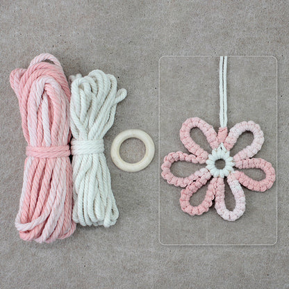 Six-Petal Flower Macrame DIY Kit - Polyester-Cotton Weaving Supplies with English Tutorial | Handmade Craft Set