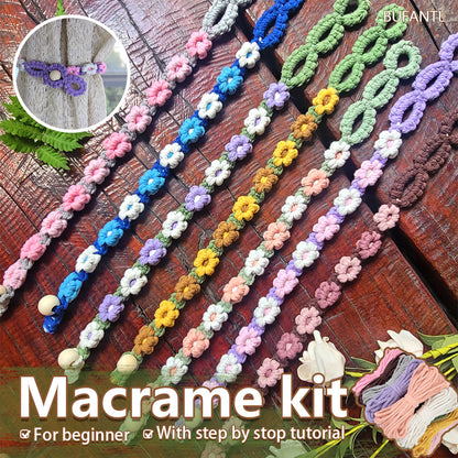 Macrame Kit Daisy Curtain Tieback Weaving Kit | Adjustable Strap | Organizing Band | Beginner Weaving | Exquisite Flower