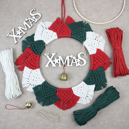 Christmas Wreath Weaving Kit Macrame Kit | Letter Wood Piece+Bell | Reusable | Holiday DIY Gift | Beginner-Suitable | Home Holiday Decor | Beginner-Friendly
