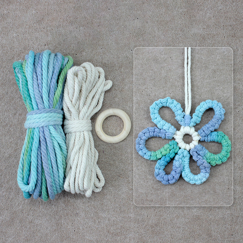 Six-Petal Flower Macrame DIY Kit - Polyester-Cotton Weaving Supplies with English Tutorial | Handmade Craft Set