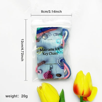 Macrame Kit: 4-strand Braid Keychain Weaving Craft Material Pack. 4 colored ropes (1.5m each, gradient/color contrast options). Includes tutorial, 1 key ring with spring clasp, 1 phone clip. For beginnersDIY enthusiasts. Use as keychain, phone pendant