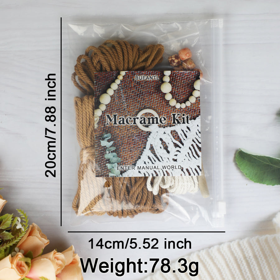 Macrame Kit Leaf Tapestry Weaving Kit | Avocado/Caramel Tones | Bohemian Style | Bedroom/Living Room Decor | Beginner-Friendly