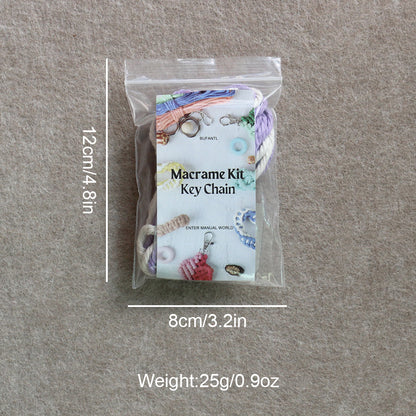 White Daisy Keychain Wristband Weaving Kit Macrame Kit: Premium Polyester Rope (2 colors, 3m each), Tutorial, Bronze Dog Clasp  Phone Clip, White Petals & Colored Center, Beginner-Friendly, For Pendants