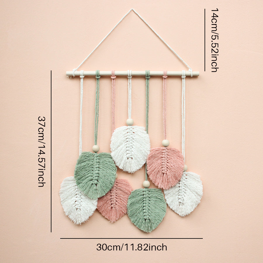 Macrame Kit Leaf Tapestry Weaving Kit | Bohemian Style | Adjustable Length | Bedroom/Living Room/Hallway Decor | Beginner-Friendly