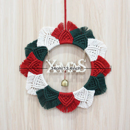 Christmas Wreath Weaving Kit Macrame Kit | Letter Wood Piece+Bell | Reusable | Holiday DIY Gift | Beginner-Suitable | Home Holiday Decor | Beginner-Friendly