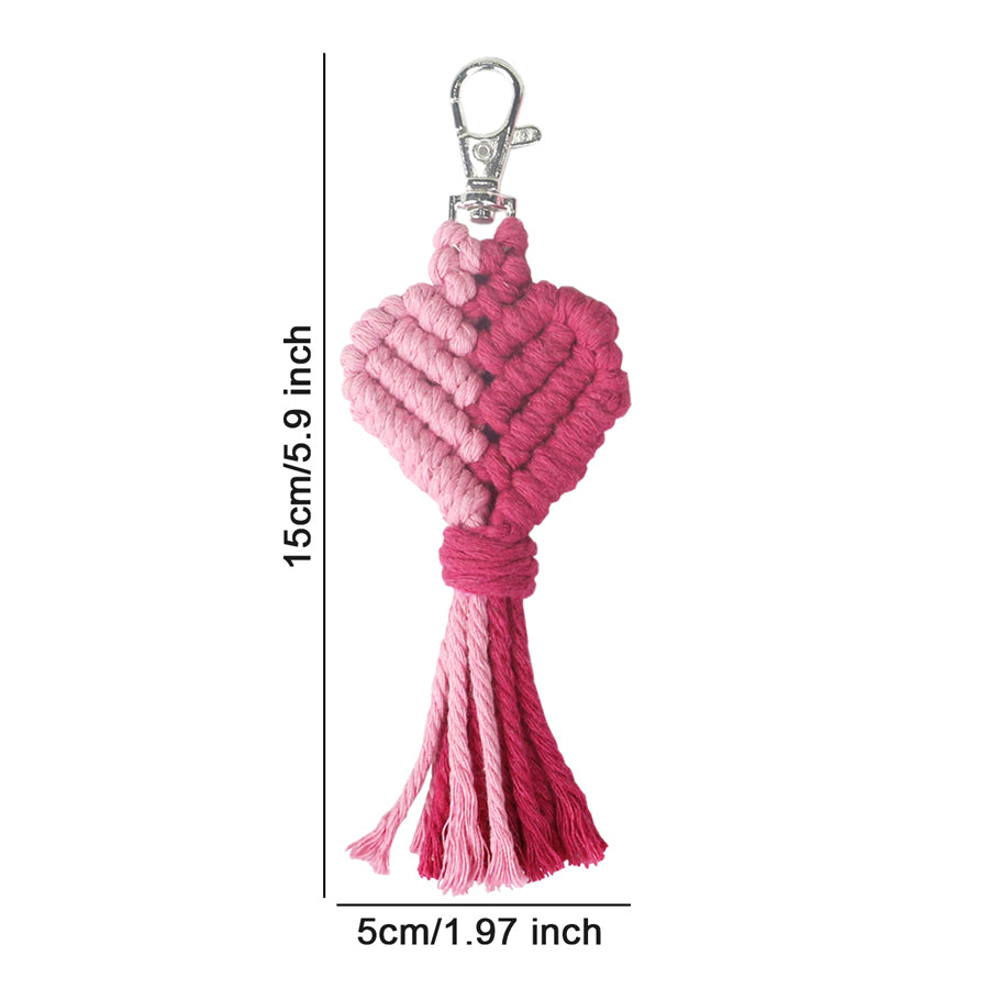 Macrame Keychain DIY Kit - Heart-Shaped Handmade Weaving Supplies with English Tutorial | Craft Set
