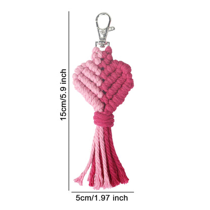Macrame Keychain DIY Kit - Heart-Shaped Handmade Weaving Supplies with English Tutorial | Craft Set