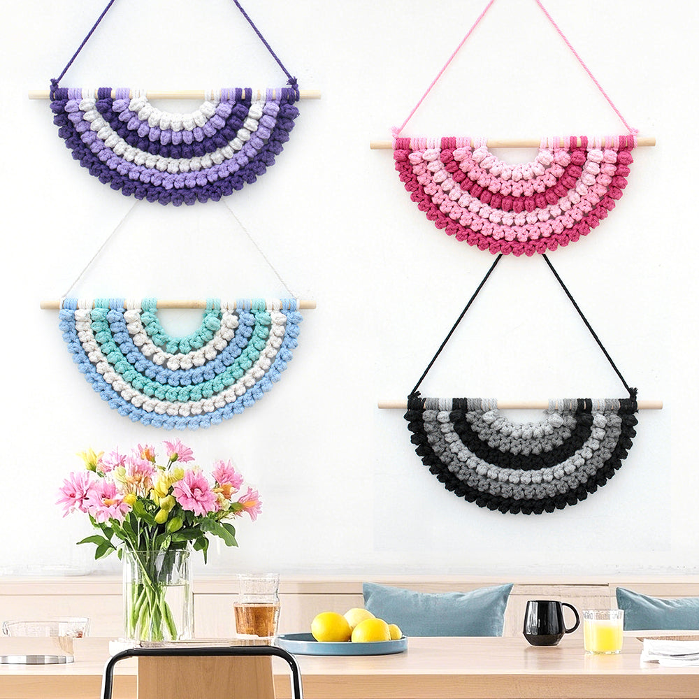 Macrame Kit Semicircle Tapestry Weaving Kit |  Design | Gradient/Contrast Option | Bedroom/Living Room Decor | Beginner-Friendly