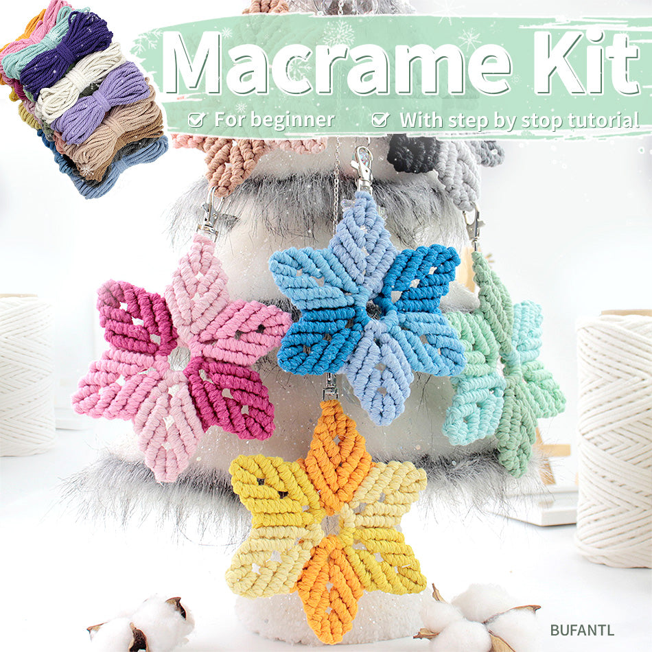 Hexagon Star Pendant Keychain Weaving Kit Macrame Kit | Multi-Colors | Simple & Elegant | Keychain/Decor | Beginner DIY Set