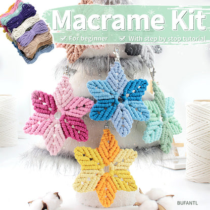 Hexagon Star Pendant Keychain Weaving Kit Macrame Kit | Multi-Colors | Simple & Elegant | Keychain/Decor | Beginner DIY Set