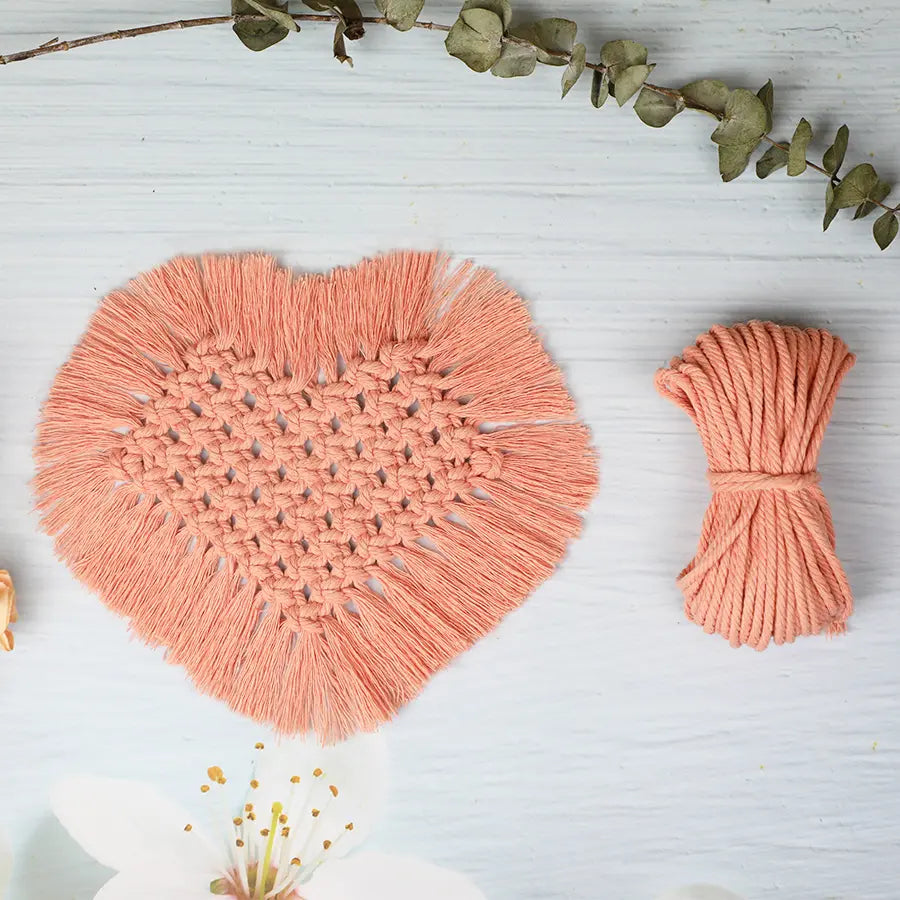 Macrame Kit for Beginners, Boho Heart Coaster DIY Kit, Table Home Decor Gift