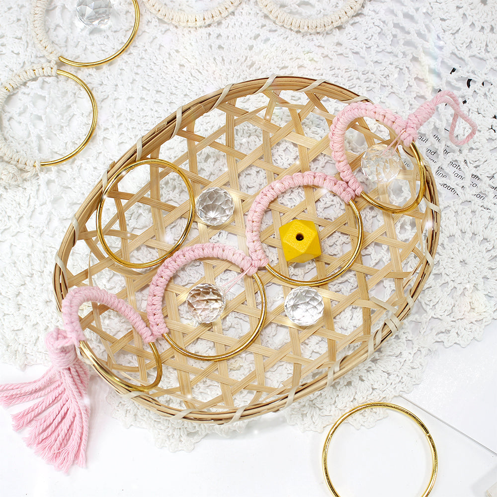 1Set DIY Semicircle Crystal Sun Catcher Macrame Kit | Polyester Fiber Home & Courtyard Decor Creative Gift for Friends