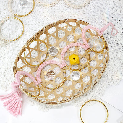 1Set DIY Semicircle Crystal Sun Catcher Macrame Kit | Polyester Fiber Home & Courtyard Decor Creative Gift for Friends