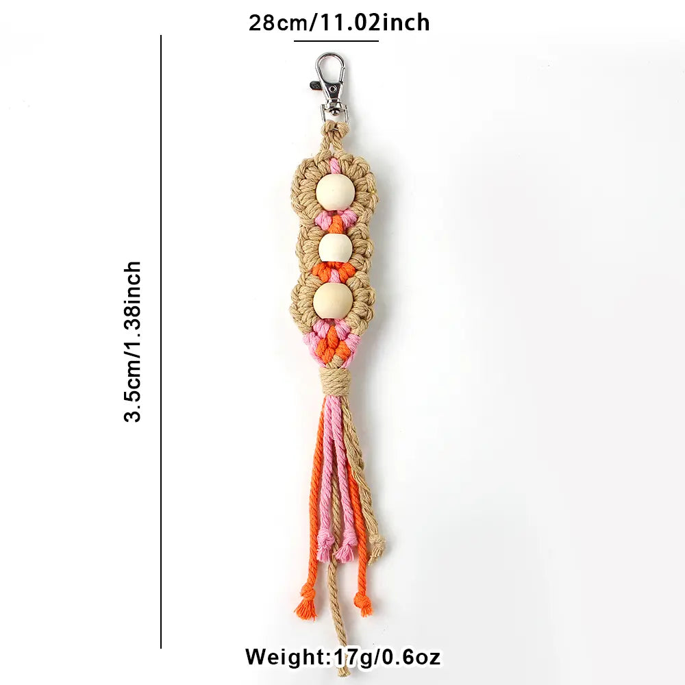 Macrame Kit for Beginners | DIY Wooden‑Bead Macrame Keychain Craft Kit