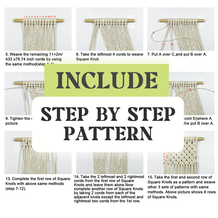 Bohemian Style Tapestry Weaving Kit Macrame Kit ，Bedroom/Living Room/Hallway Decor| Easy to Make | DIY Gift | Beginner DIY Set