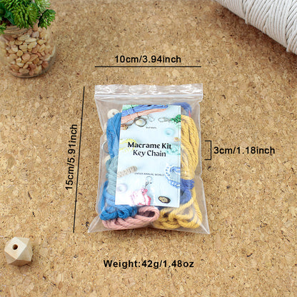 Macrame Kit 5-Pointed Star Keychain Weaving Kit | Multi-Colors |  Fringe + Wood Bead Decor | Wristband/Anti-Lost Strap | Beginner-Friendly