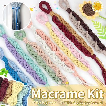 Macrame Kit Beaded Curtain Tieback Weaving Kit | Contrast Color Design | Wooden Bead Curtain Tieback | Curtain Organizer | Beginner Weaving