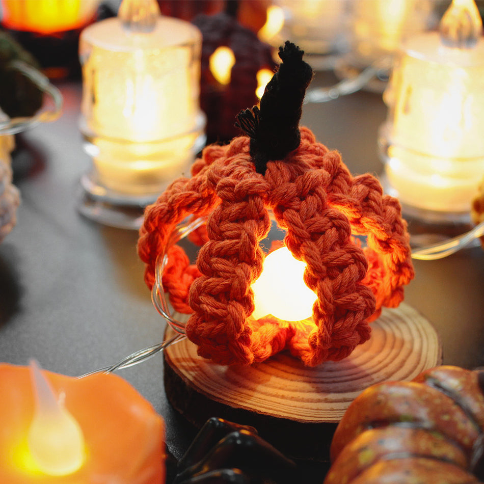 Halloween Pumpkin Macrame DIY Kit - Handmade Weaving Supplies with English Tutorial | Holiday Craft Set