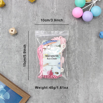 Macrame Kit Cute Cat Paw Wristband Keychain Weaving Kit | Multi-Colors | 2-Tone Pattern | Anti-Lost Strap/Bag Charm | Beginner-Friendly