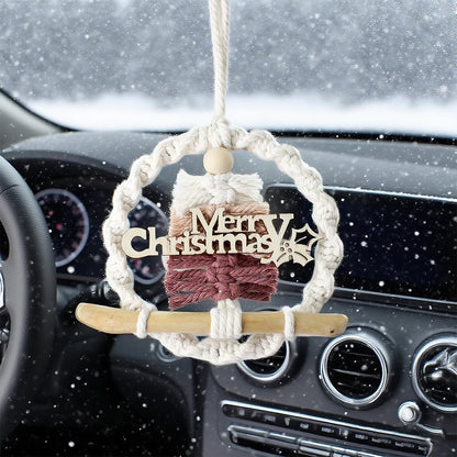 Gradient Christmas tree wreath weaving pendant material kit, macrame kit, Christmas decoration for cars, DIY accessories for bags, home holiday decorations for beginners