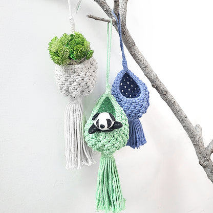 Mini Eggshell-Shaped Macrame Kit for Beginners - DIY Woven Hanging Basket, Home Decor Plant Hammock, Storage Basket,Mini Hanging Storage Basket, Home Plant Corner Decor