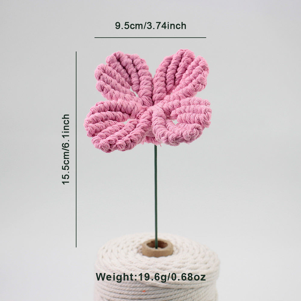 Four-Leaf Clover Macrame DIY Kit - Handmade Weaving Supplies with English Tutorial | Lucky Craft Set