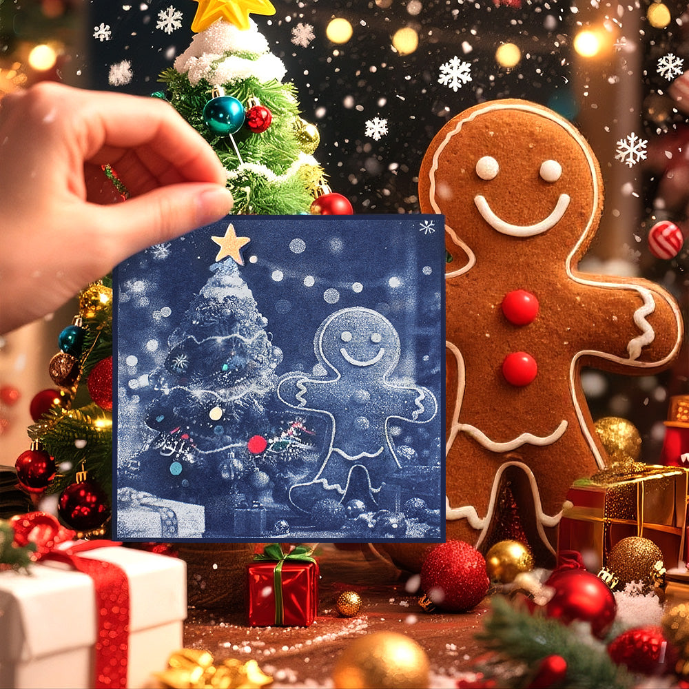 Christmas Cyanotype DIY Kit - 5 Sheets Sun Art Paper + 1 Christmas Film, Retro Printing/Mini Cyanotype Cards, For Beginners cyanotype set Retro Photography