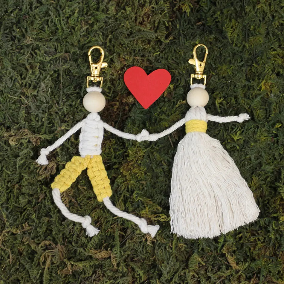 Macrame Kit for Beginners | DIY Boy & Girl Figure Macrame Keychain Craft Kit