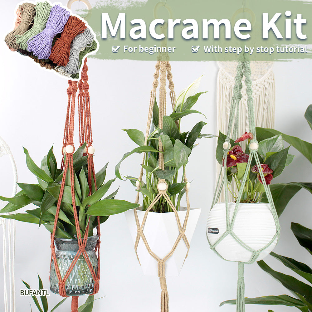 Long Tassel Plant Hanger Weaving Kit Macrame Kit | Plant Net Pocket | Hanging Storage | Handmade Gift | Beginner-Suitable