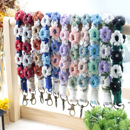 Macrame Kit Daisy Keychain Wristband Lanyard Combo Kit | Contrast/Fresh Colors | Anti-Lost String | Beginner Weavinggift wrapping