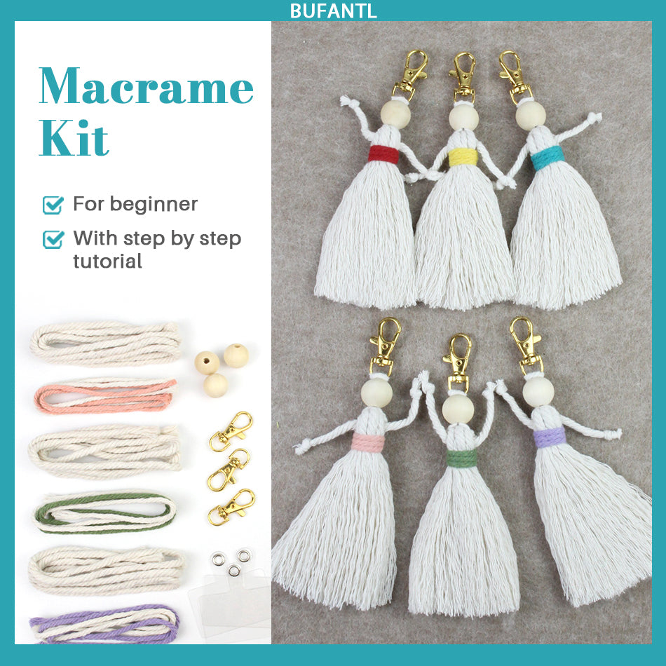 Girl Weaving Keychain Craft Kit Macrame Kit | Fringe Skirt | DIY Valentine's Gift, Beginner-DIY
