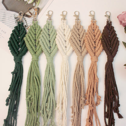 Fringe Leaf Weaving Keychain Craft Kit Macrame Kit |Tutorial | Bottom Fringe,  Keychain/Pendant/Bag Charm, Beginner DIY Set