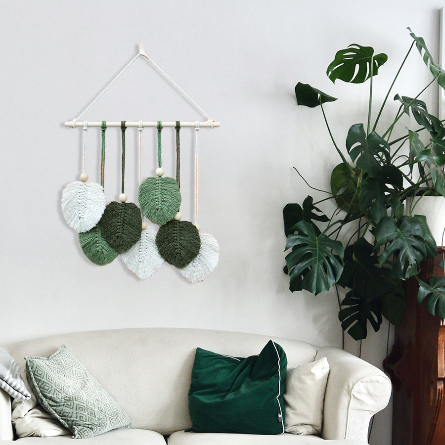 Macrame Kit Leaf Tapestry Weaving Kit | Bohemian Style | Adjustable Length | Bedroom/Living Room/Hallway Decor | Beginner-Friendly