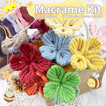 Four-Leaf Clover Macrame DIY Kit - Handmade Weaving Supplies with English Tutorial | Lucky Craft Set