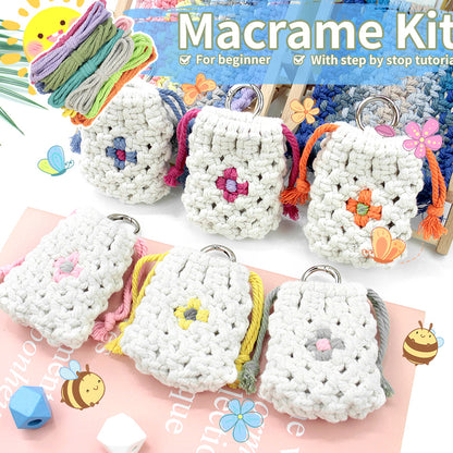 Daisy Earphone Bag Weaving Kit Macrame Kit | Drawstring Design | Adjustable Size | DIY Gift