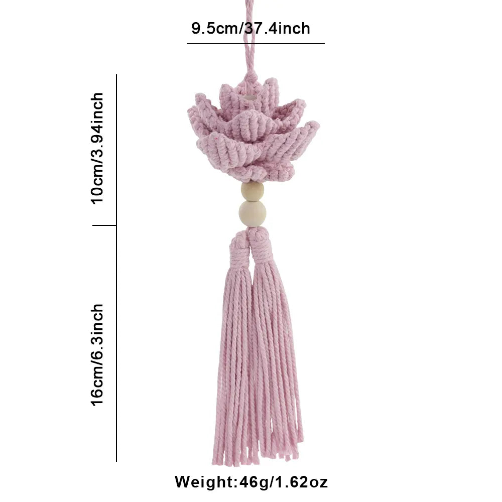 Macrame Kit for Beginners, Boho Lotus Hanging Ornament DIY Kit, Vintage Ethnic Hand‑Woven Craft Set