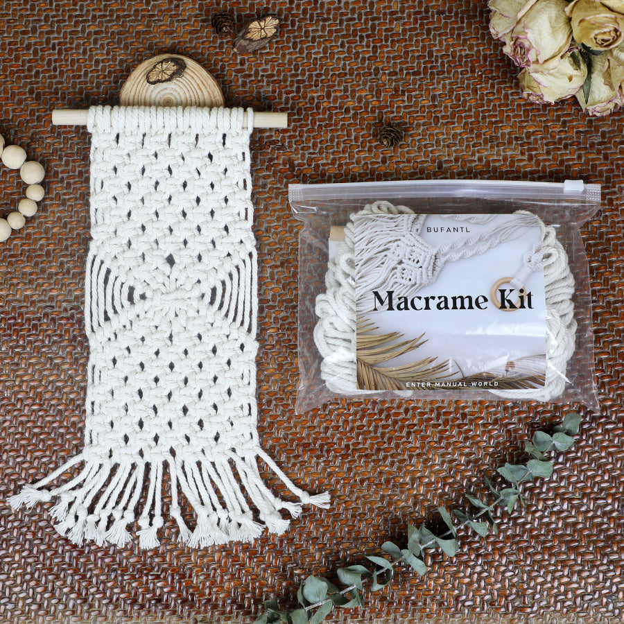 Bohemian Style Tapestry Weaving Kit Macrame Kit ，Bedroom/Living Room/Hallway Decor| Easy to Make | DIY Gift | Beginner DIY Set