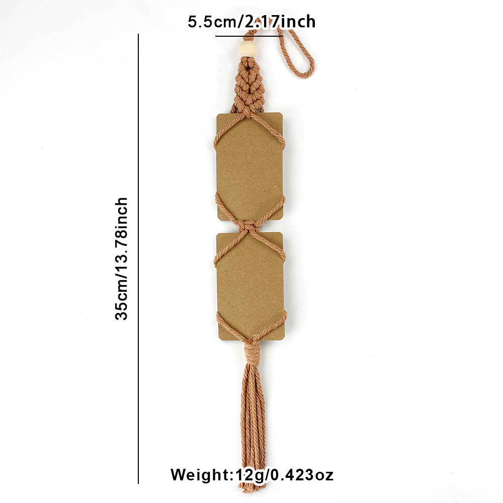 Macrame Kit for Beginners, Bohemian Woven Photo Frame Hanger, Polyester Fiber Handmade Polaroid Display Holder, DIY Craft Kit for Aesthetic Wall Decor, Car Pendant & Gift
