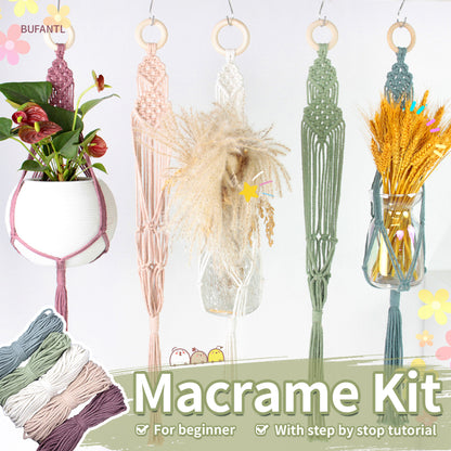 Macrame Kit Long Tassel Small Plant Hanger Weaving Kit | For Small-Medium Pots | Hanging Design | Space-Saving | Beginner-Friendly