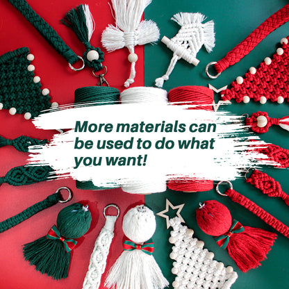 Macrame Kit Christmas Series Weaving Kit | 10 Tutorials | Keychain/Wristband/Christmas Ring | Beginner Weaving